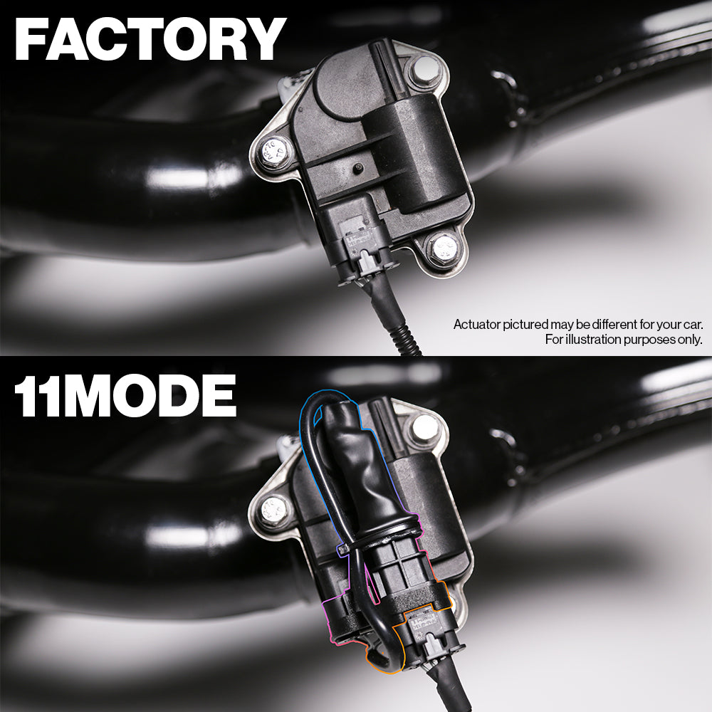 What is looks like with an Exhaust Controller installed. Before and after / factory vs 11MODE.